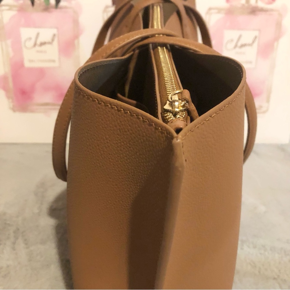Quince Italian Leather Triple Compartment Tote Cognac Like New Fits 13” Laptop - Picture 3 of 15